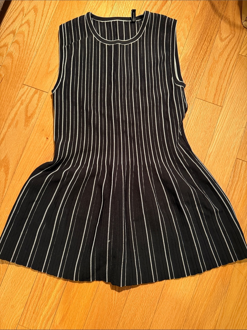 Theory Black Tank Top with White Pinstripes
